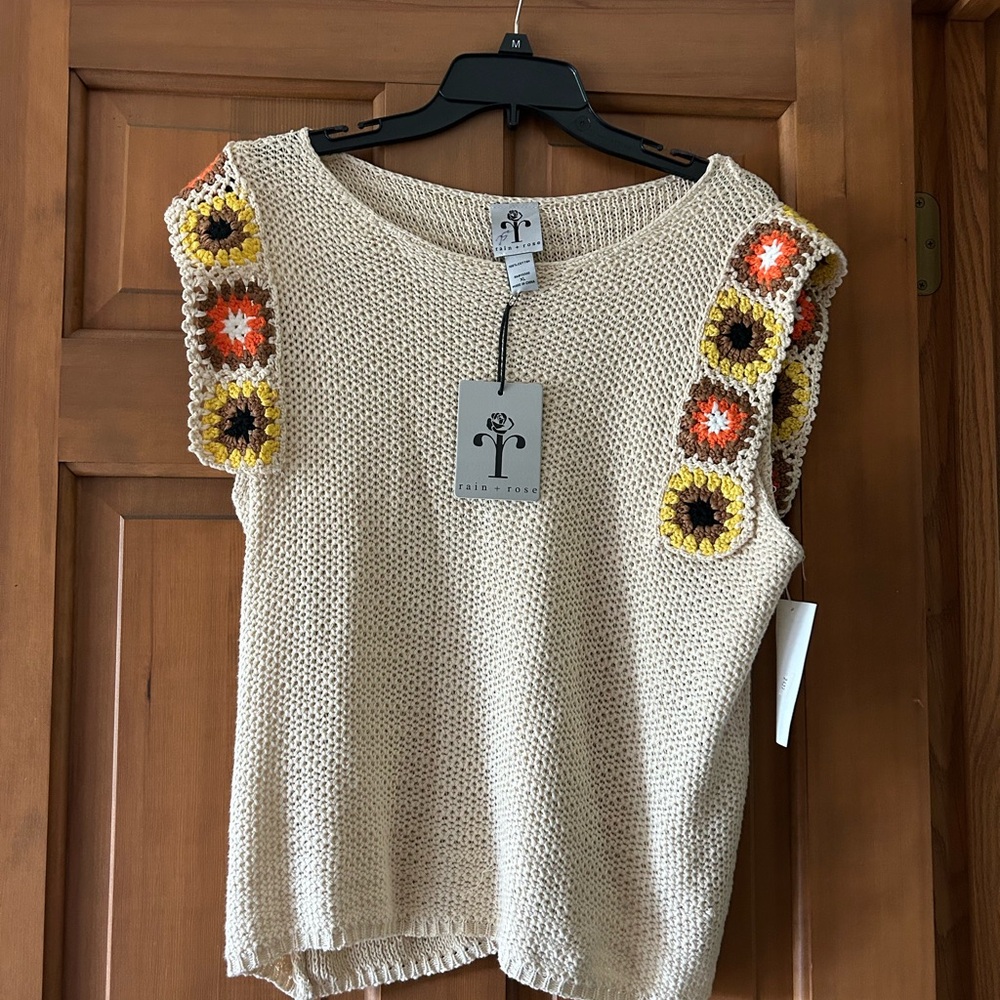 Women's Sweater - Cream with Multicolor Accents